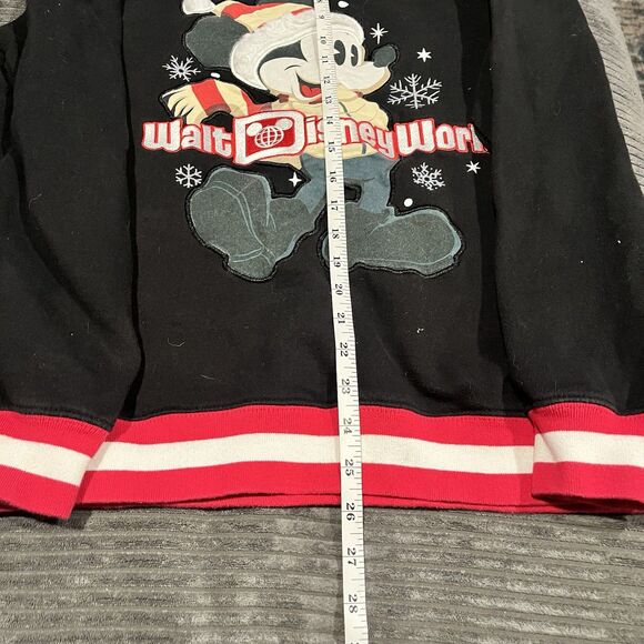 Disney Walt World Mickey Mouse Christmas Sweatshirt Black Red White Size Medium - Picture 2 of 10